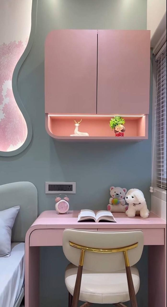 Kids Study Nook — Blush Pink — Kids Room project in Bengaluru by Classy Creations